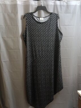 One More Thyme Sleeveless Black and White Patterned A-Line Dress
